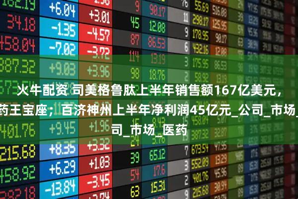 火牛配资 司美格鲁肽上半年销售额167亿美元，锁定药王宝座；百济神州上半年净利润45亿元_公司_市场_医药