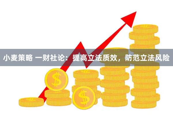 小麦策略 一财社论：提高立法质效，防范立法风险